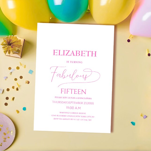 fabelhafte fünfzehn rosa elegante klassische quinc einladung (Von Creator hochgeladen)