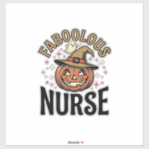 Fabelhafte Halloween-Kürbis-Krankenschwester im Vi Aufkleber
