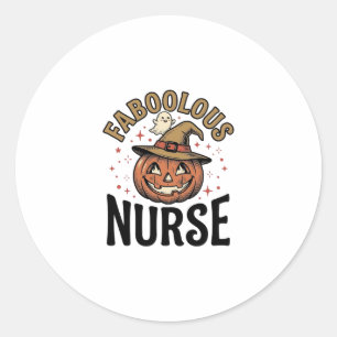 Fabelhafte Halloween-Kürbis-Krankenschwester im Vi Runder Aufkleber