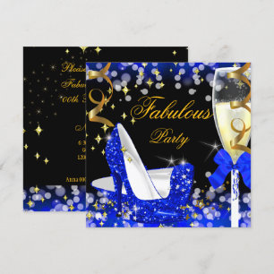 Fabelhafte königsblaue Glitter-High-Heel-Geburtsta Einladung