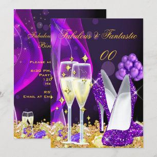 Fabelhafte lila High Heels Champagner-Party 3 Einladung