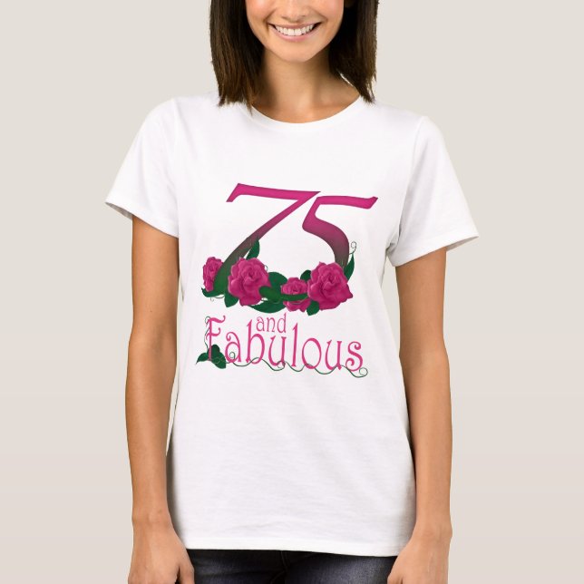 fabelhafte rosa Blumenalterszahl des 75. T-Shirt (Vorderseite)