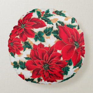 Fabelhafte rote Poinsettien Runde Kissen