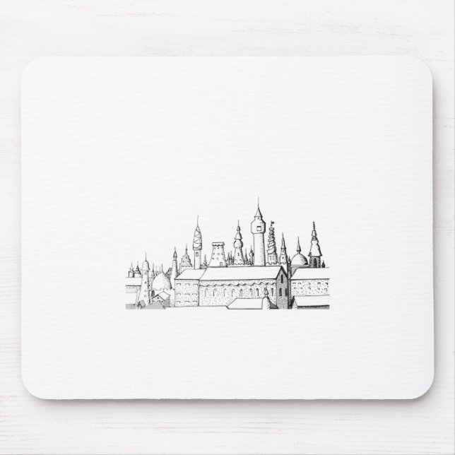 fabelhafte Stadt . Kunstwerke in Schwarz-Weiß. Mousepad (Vorne)