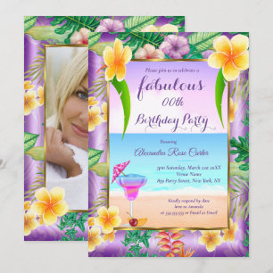 Fabelhafte Tropical Purple Cocktail-Foto-Party Einladung