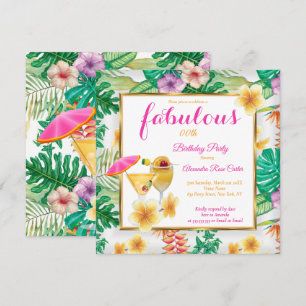 Fabelhafte Tropische Cocktails Blumen Party Einladung