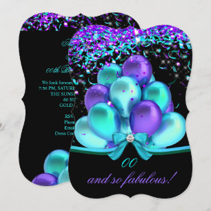 Fabelhafte Türkis-Violette Girlanden Ballons Gebur Einladung