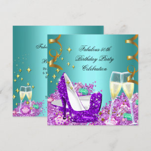 Fabelhafte Türkis Violette Glitter High Heels Cham Einladung