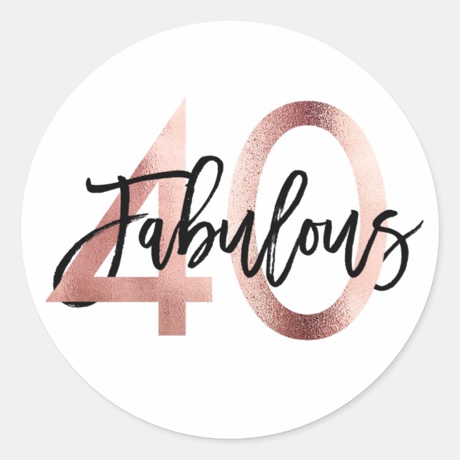 Fabelhafter 40. | moderner eleganter runder aufkleber (Vorderseite)