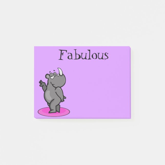 Fabelhafter Rhino-Cartoon Post-it Klebezettel (Vorderseite)
