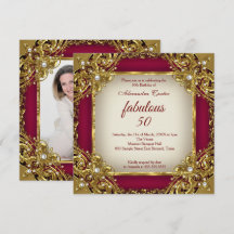 Fabelhaftes 50. Foto burgunderrot beige Gold Party