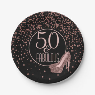 Fabelhaftes 50. Rosen-Goldschwarzes des Pappteller