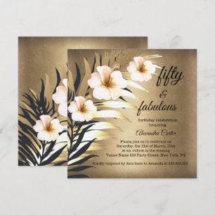 Fabelhaftes 50er Gold Braun Beige Schwarz Floral P Einladung