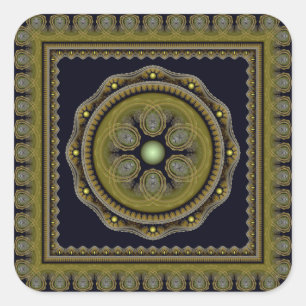 Fabelhaftes Fraktal Mandala Quadratischer Aufkleber