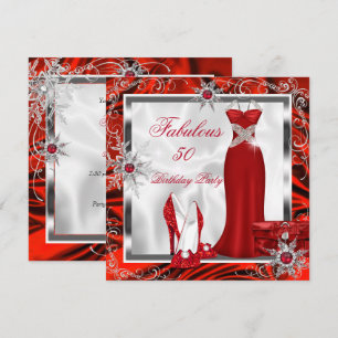 Fabelhaftes Party Rot Silber Kleid Absätze H7 Einladung