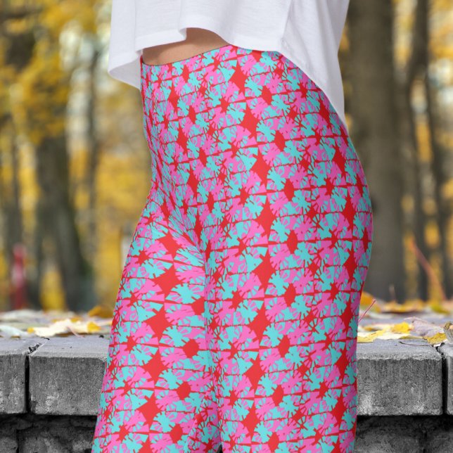 Fabelhaftes rotes Phasenverschiebungsmuster Leggings (Phase Shift on Bright Red Leggings)