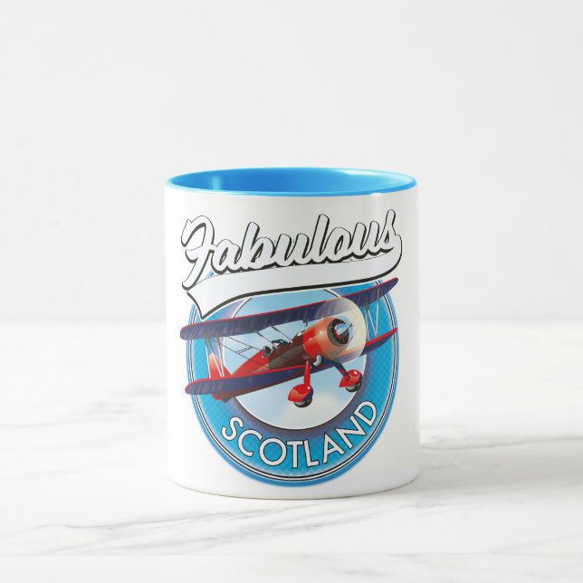 Fabelhaftes Schottland Retro-Reise-Patch Tasse (Zentrum)