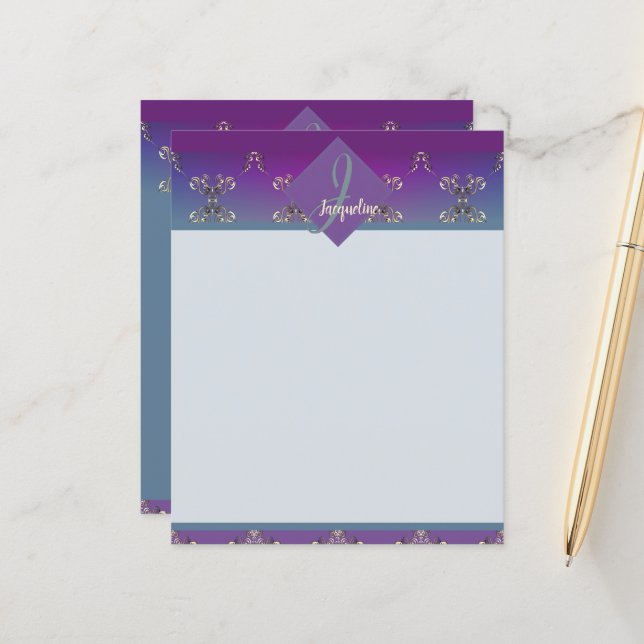 Fabergè-like Monogram Lila Blue Gradient (Vorderseite/Rückseite Beispiel)