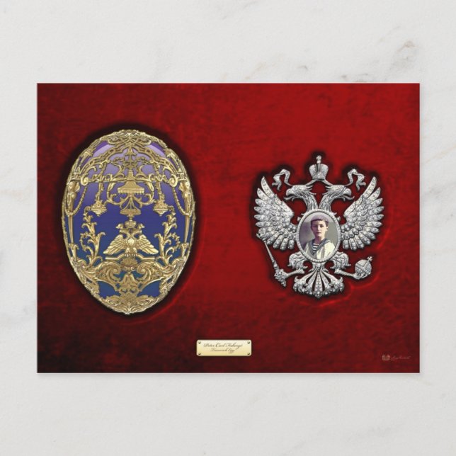 Faberge Tsarevich Egg mit Überraschung über Red Ve Postkarte (Vorderseite)