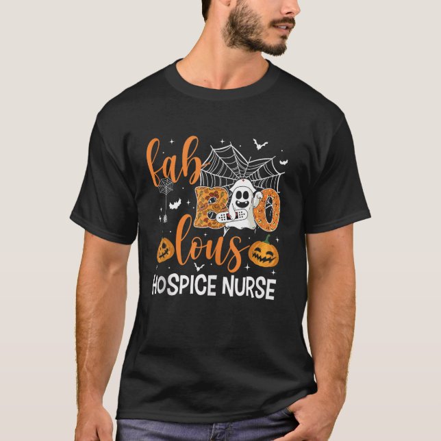 Faboolous Hospice Nurse Funny Halloween Boo Ghost T-Shirt (Vorderseite)