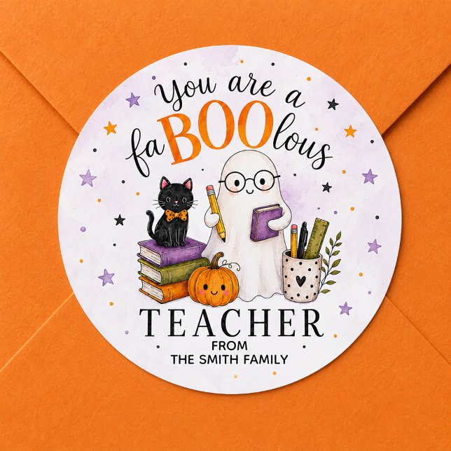 FaBOOlous Lehrer Halloween Runder Aufkleber (FaBOOlous teacher Halloween Sticker)
