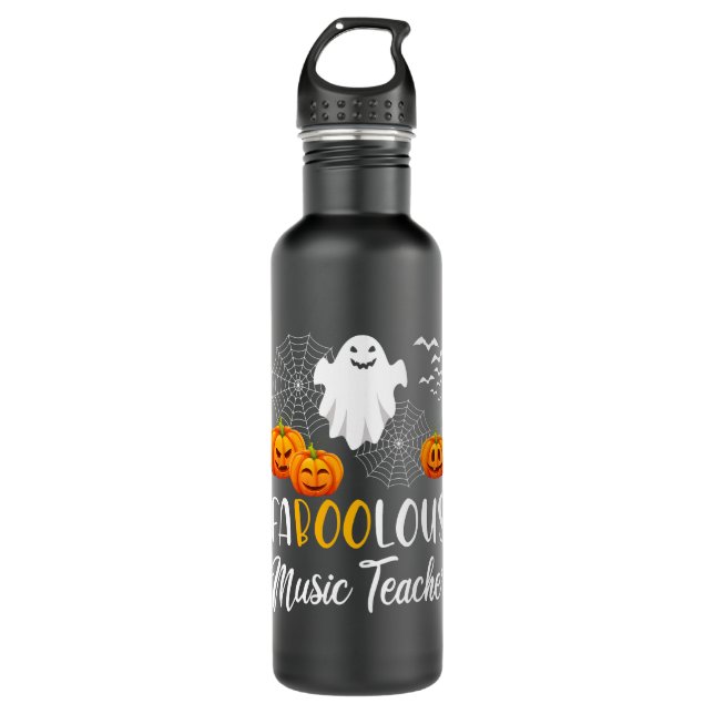 Faboolous Music Teacher Funny Pumpkin Boo Hallowee Edelstahlflasche (Vorderseite)