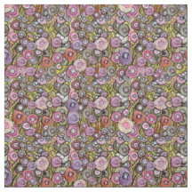 FABRIC ABSTRAKT CIRCLE BLUME PINK GREEN DK LINIEN