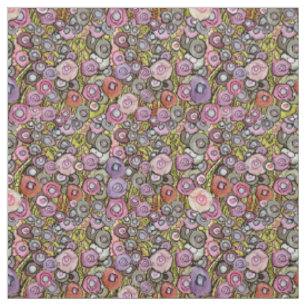 FABRIC ABSTRAKT CIRCLE BLUME PINK GREEN DK LINIEN STOFF