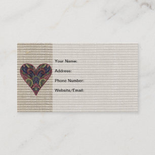 Fabric Applique Heart Collage Visitenkarte