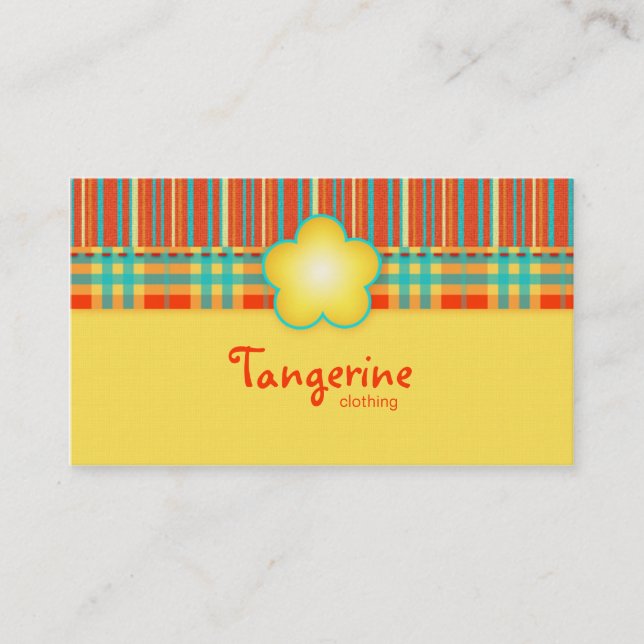 Fabric Business Card Karierte Streifen Gelb Visitenkarte (Vorderseite)