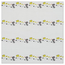 Fabric Cheesy Mousey Red Hearts Kisses