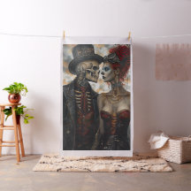 Fabric Day of the Dead Skeleton Verheiratet Couple