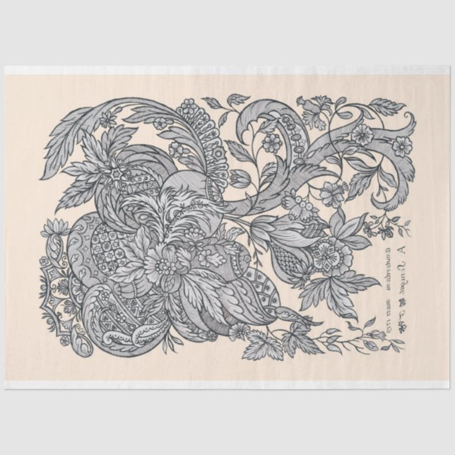 Fabric Design aus dem 18. Jahrhundert Seidenpapier (Vorderseite)