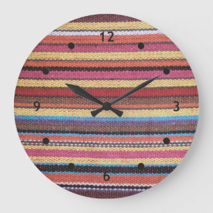 Fabric Stripes Pattern colored I + your ideas Große Wanduhr