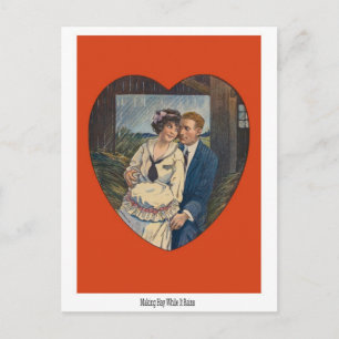 Fabrication du foin dans la carte vintage de