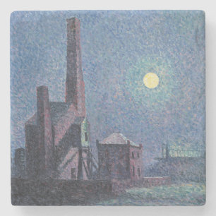 Fabrik im Mondschein (urbane Landschaft) (Luce) Steinuntersetzer