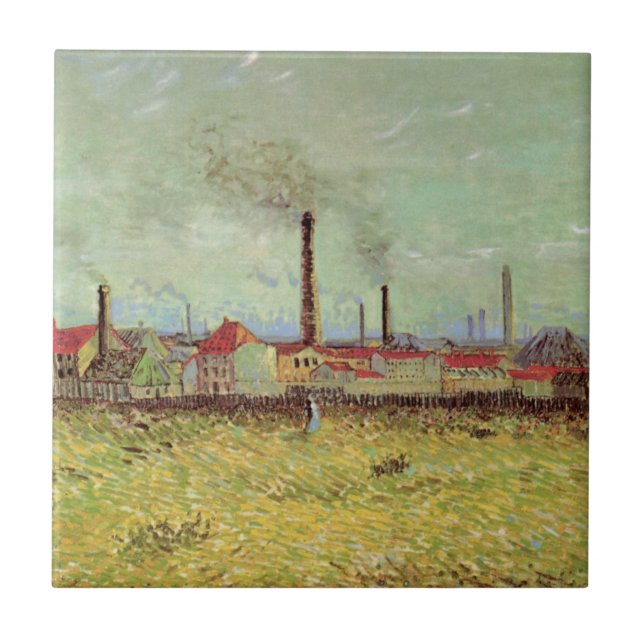 Fabriken in Asnieres von Vincent van Gogh Fliese (Vorderseite)