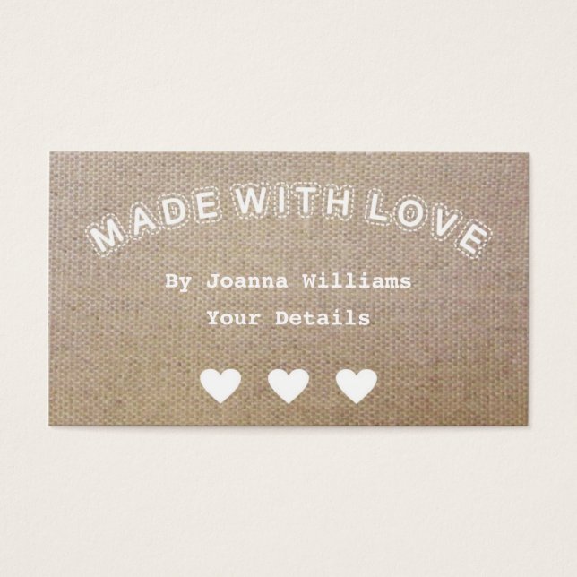 Fabriqué avec amour Burlap Hessian Craft Shabby Ta (Devant)