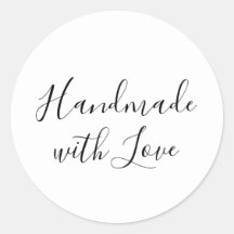 Fabriqué avec Amour | Étiquette Autocollante Blanc