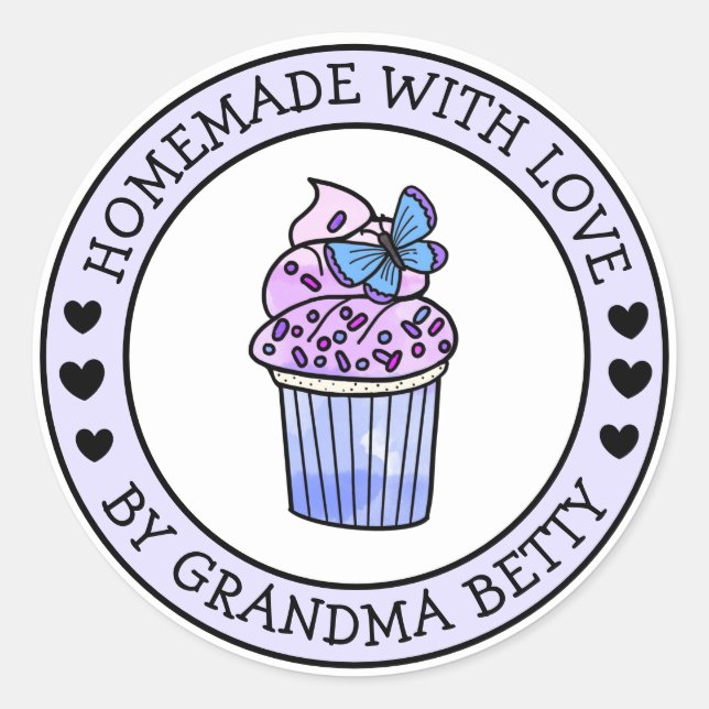 Fabriqué avec amour, Étiquettes cadeaux de Cupcake (Devant)