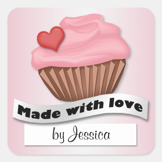 Fabriqué Avec Des Stickers Cupcake Rose D'Amour (Devant)