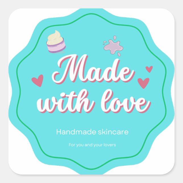 Fabriqué avec l'amour autocollant artisanal skinca (Devant)