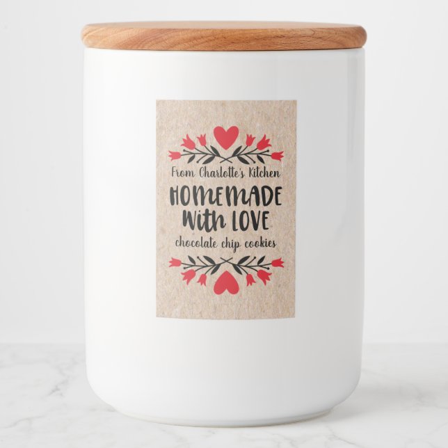 Fabriqué avec l'amour Étiquette de nourriture et d (Devant)
