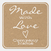 Fabriqué avec l'amour Étiquette Kraft papier symbo