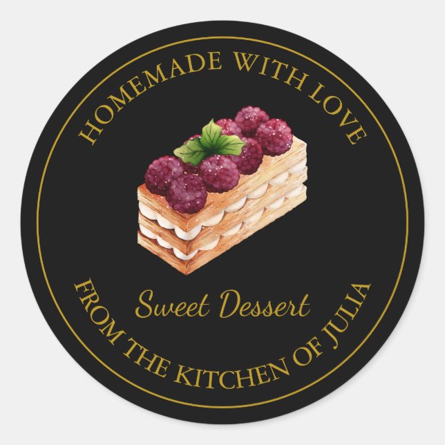 Fabriqué maison avec amour Dessert Étiquette de gâ (Devant)