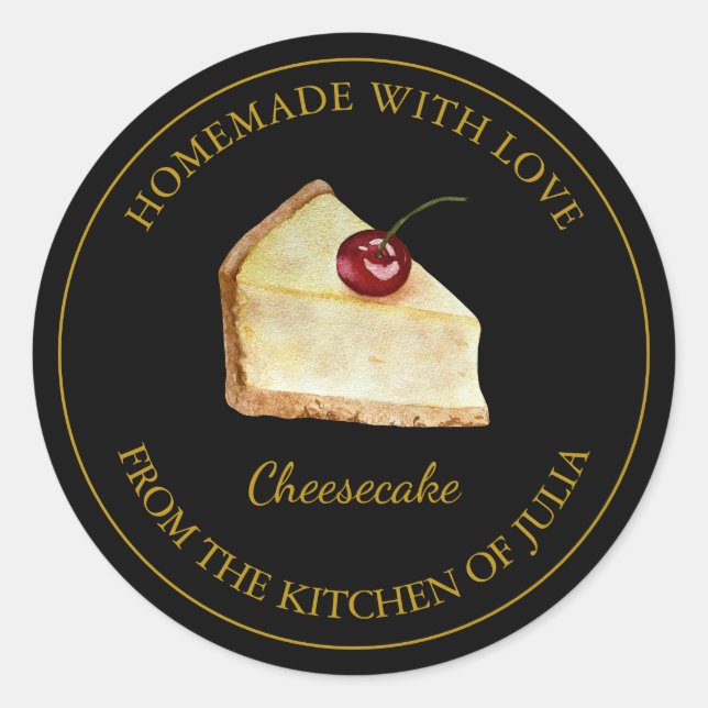 Fabriqué maison avec amour Étiquette Cheesecake |  (Devant)