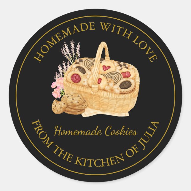 Fabriqué maison avec amour Étiquette de cookies fr (Devant)