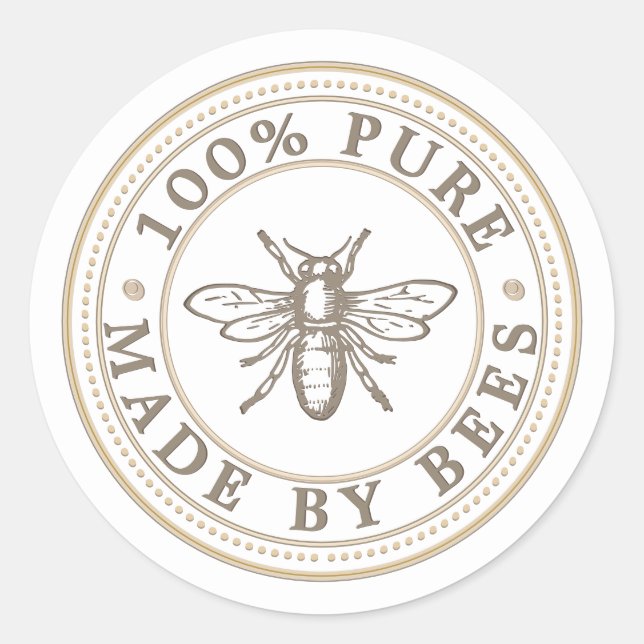 FABRIQUÉ PAR BEES Heraldic Bee sur Étiquette blanc (Devant)