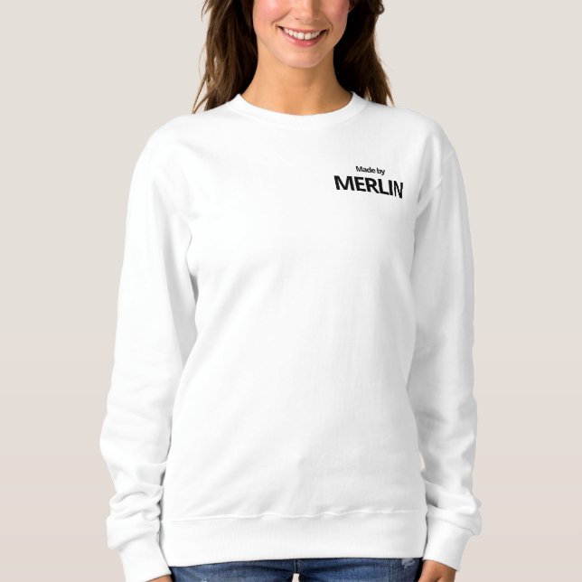 Fabriqué par MERLIN White Sweatshirt Crewneck (Devant)