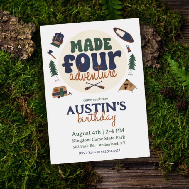 Fabriqué pour l'aventure 4e invitation anniversair (Créateur téléchargé)